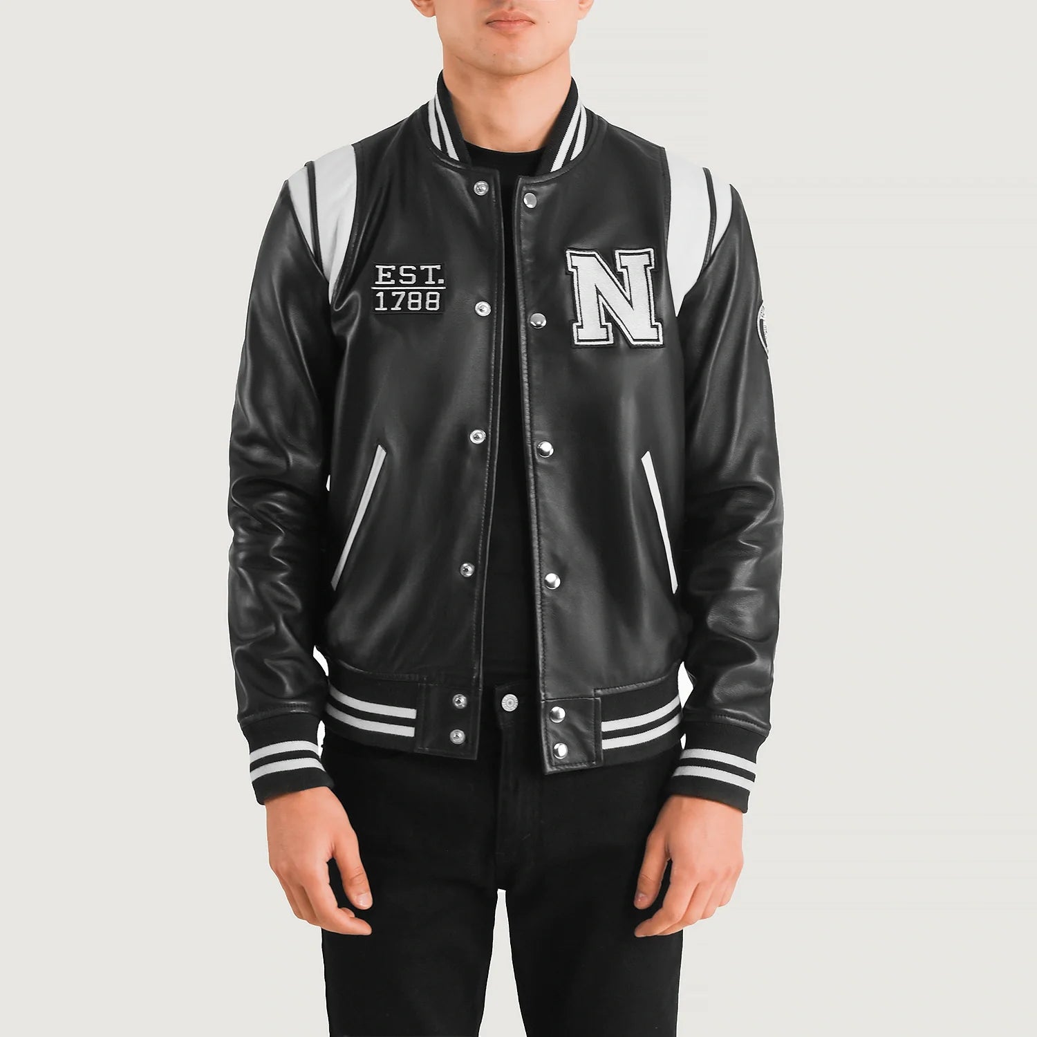 Vintage leather varsity jacket on sale