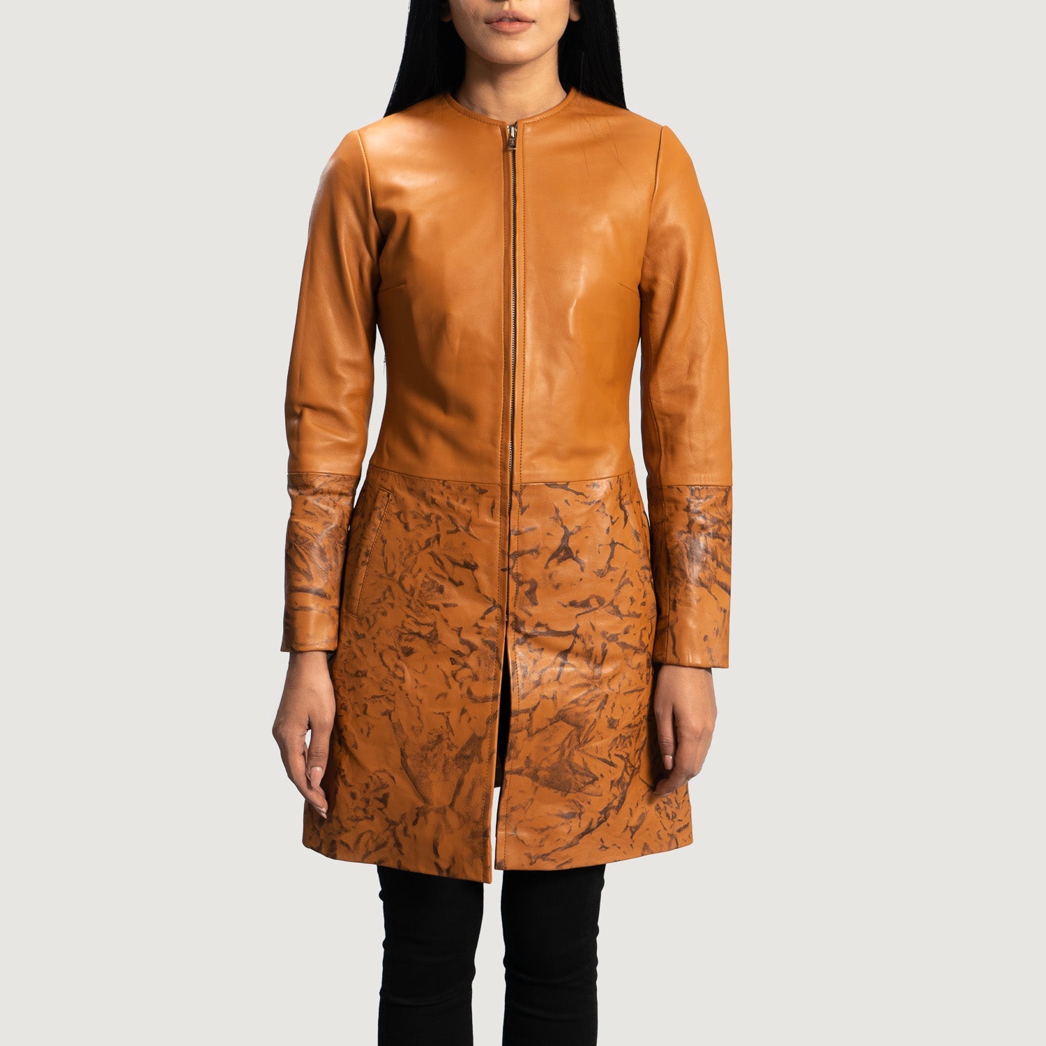 Womans leather coat cheap