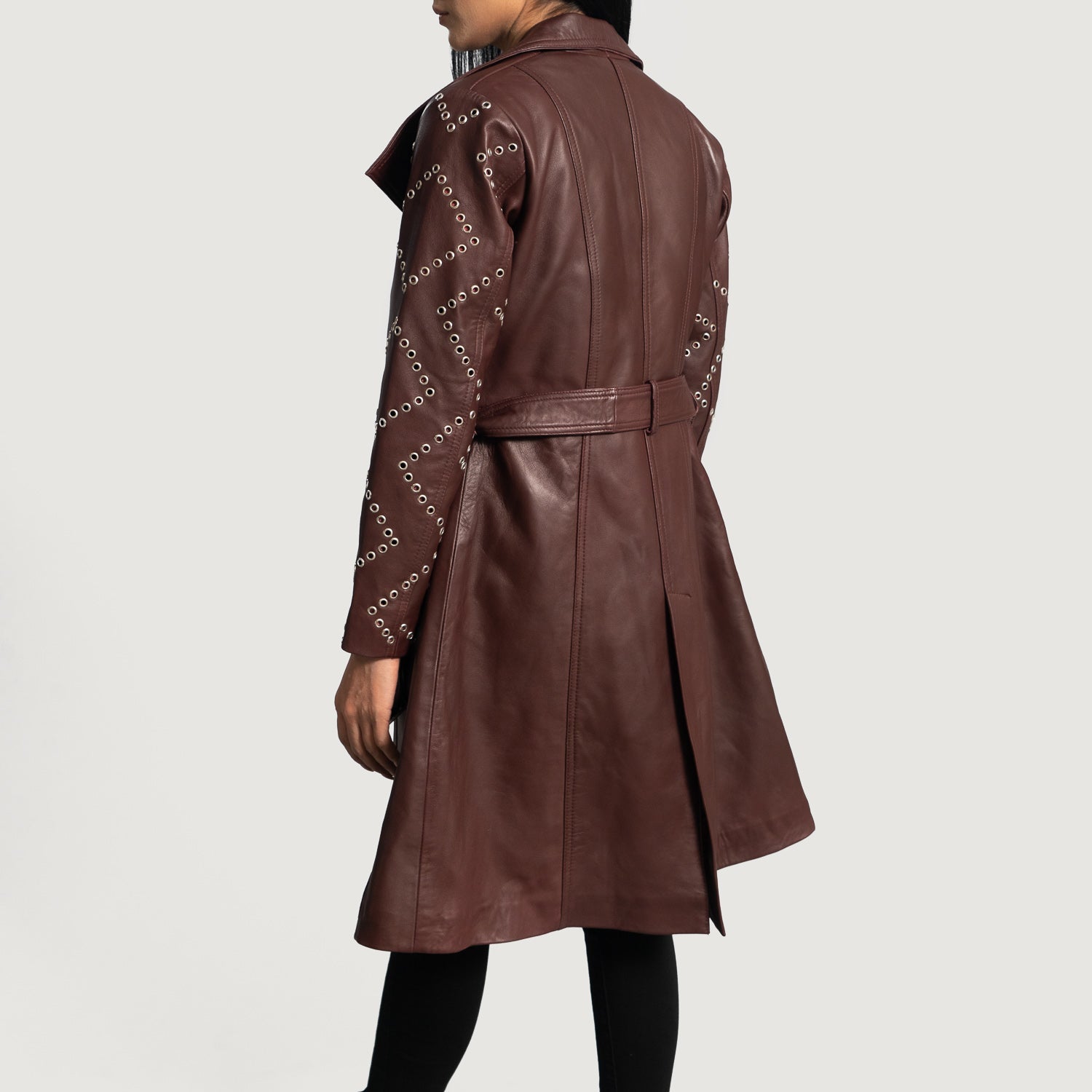 Women s Missoni Maroon Leather Trench Coat The Jacket Maker