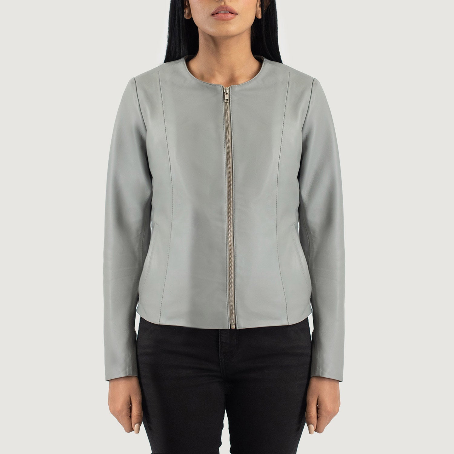 Grey Leather Jackets For Women Buy Women s Grey Leather Jackets in Netherlands The Jacket Maker