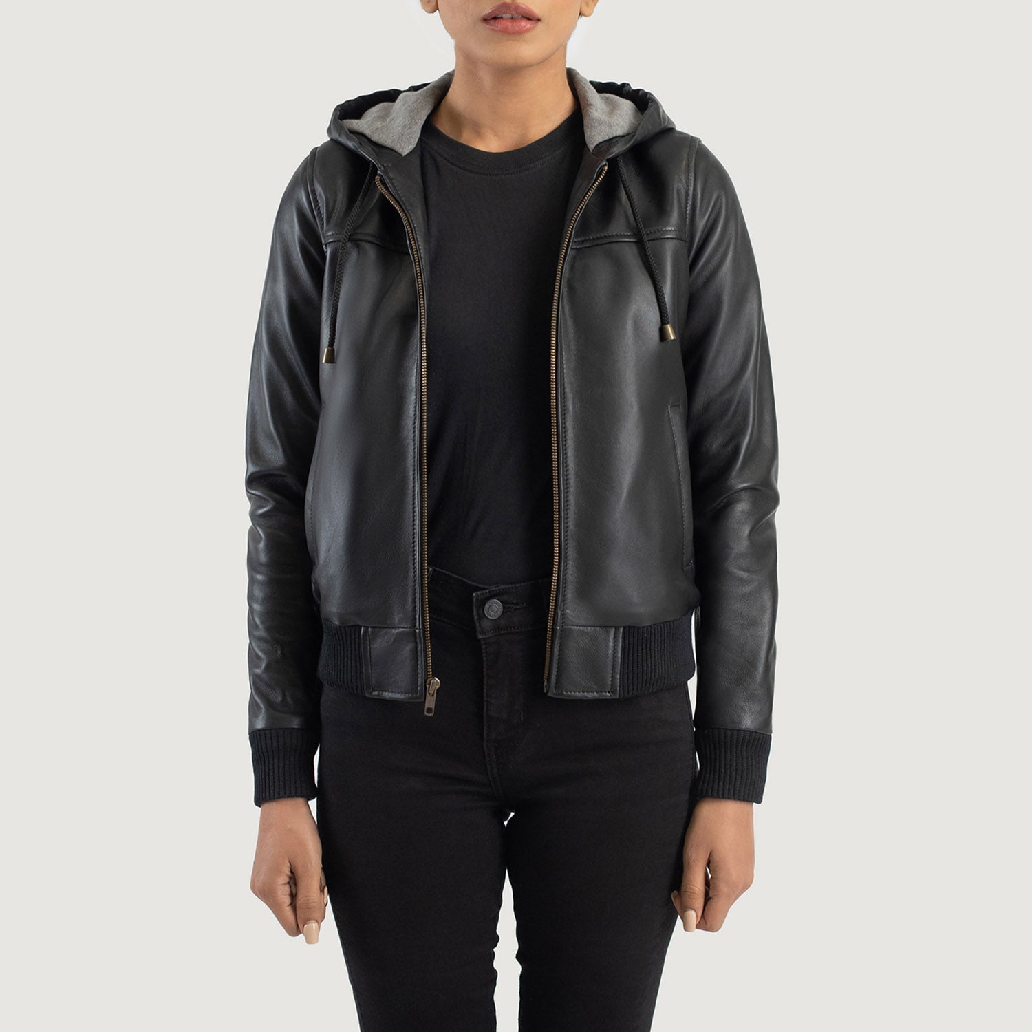 Ladies hooded bomber jacket outlet