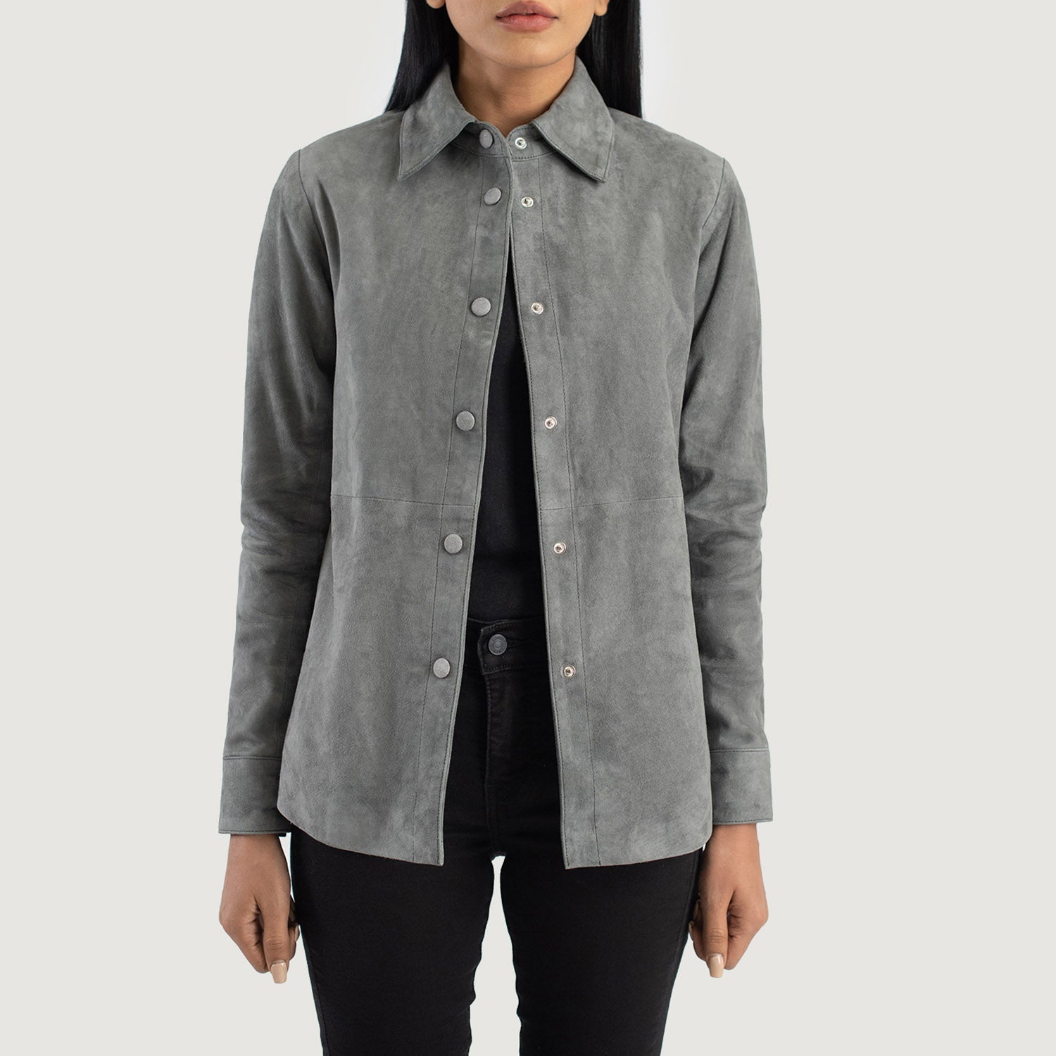 Suede shirt jacket womens store